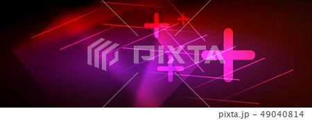 Neon glowing techno lines, hi-tech futuristic abstract background template with lines 49040814