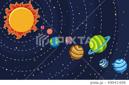 Solar system poster with planets and sun Solar system poster with planets and sun 49041406