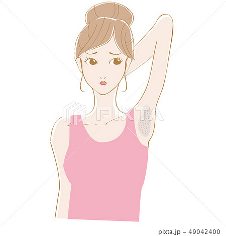 美容 ピンクのノースリーブを着た女性 ワキ 毛のイラスト素材