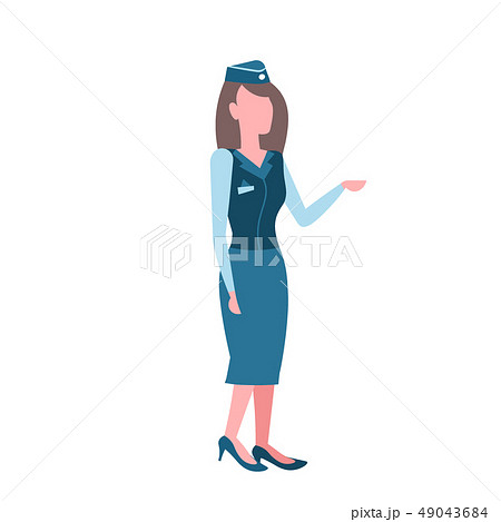 stewardess woman in uniform and hat airport crew worker professional occupation concept female 49043684