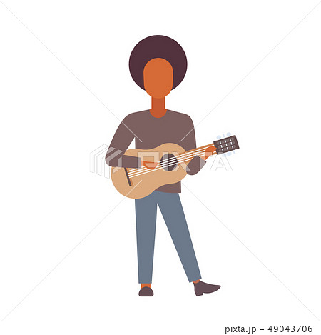 man playing acoustic classical guitar african american hipster guitarist music singer concept male 49043706