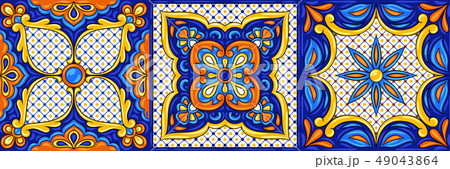 Mexican talavera ceramic tile pattern. Ethnic folk ornament. Mexican talavera ceramic tile pattern. Ethnic folk ornament. 49043864