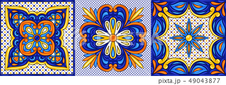 Mexican talavera ceramic tile pattern. Ethnic folk ornament. Mexican talavera ceramic tile pattern. Ethnic folk ornament. 49043877