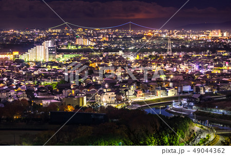 パワースポット石の宝殿 宝殿山からの夜景 兵庫県高砂市阿弥陀町生石 作品コメント欄に撮影位置の写真素材