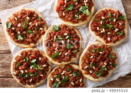 Beef Sfiha Lebanese mini pizzas 49045310