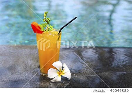 Cocktail Mai Tai with Light rum, dark rum, Orange 49045389