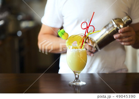 Pina Colada. Yellow alcohol cocktail with Pina Colada. Yellow alcohol cocktail with 49045390