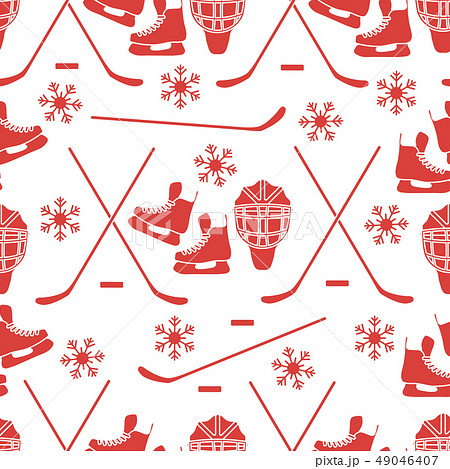 Sport seamless pattern Hockey equipment. Sport seamless pattern Hockey equipment. 49046407