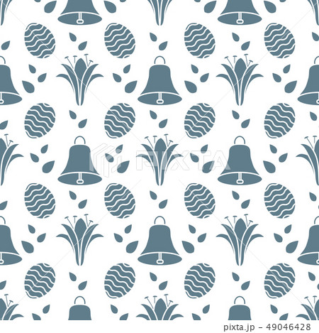 Seamless pattern with bell, lily, egg Happy Easter 49046428