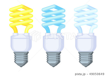 Colorful cartoon warm and cold fluorescent bulb set 49050649