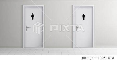 Public toilet doors in corridor realistic vector Public toilet doors in corridor realistic vector 49051618