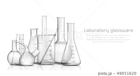 Laboratory glassware 3d realistic vector banner 49051620