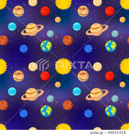 Bright cartoon planets of solar system on deep 49052458