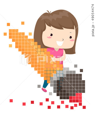 Kid Girl Brush Pixels Illustration Kid Girl Brush Pixels Illustration 49054474