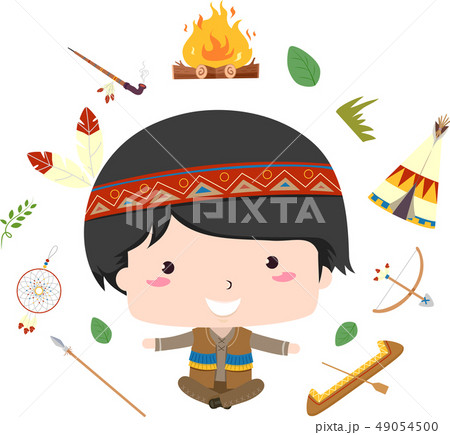 Kid Boy Native American Share Culture Illustration 49054500