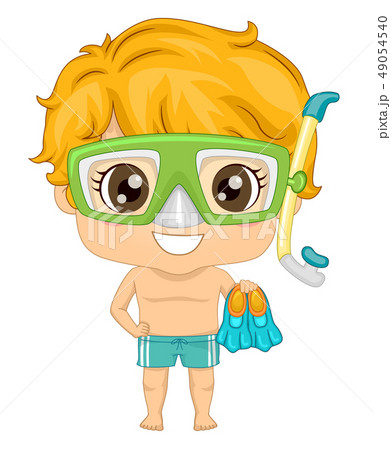Kid Boy Snorkeling Illustration Kid Boy Snorkeling Illustration 49054540