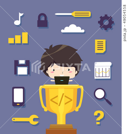 Kid Boy Programming Trophy Illustrationのイラスト素材 [49054558] - PIXTA
