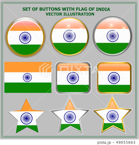 Set of buttons with flag of India. Illustration. 49055663