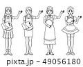 ウエイトレス・メイド立ち姿（線画） 49056180