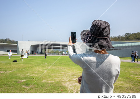 traveling woman selfie at Xiangshan Visitor Center 49057589