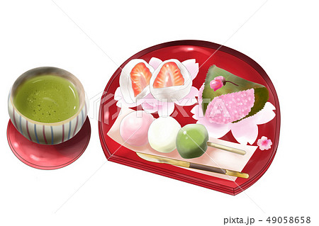 春の和菓子のイラスト素材
