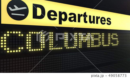 Flight to Columbus on international airport departures board. Travelling to the United States 49058773