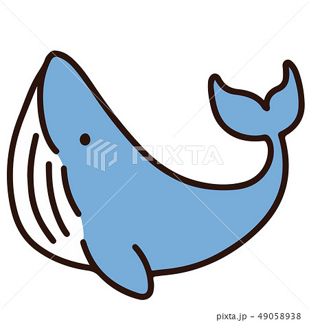 シンプルで可愛い青いクジラのイラスト 主線ありのイラスト素材