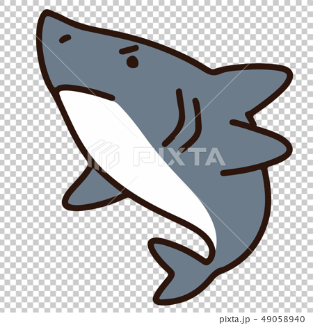 シンプルで可愛い灰色のサメのイラスト 主線ありのイラスト素材
