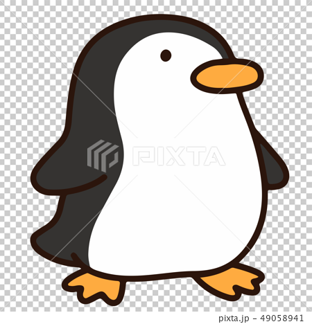シンプルで可愛い横を向くペンギンのイラスト 主線ありのイラスト素材