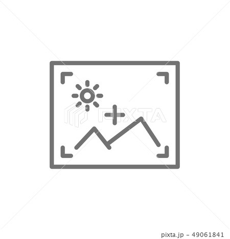 Picture in photo frame, autofocus, action camera, zooming line icon. Picture in photo frame, autofocus, action camera, zooming line icon. 49061841