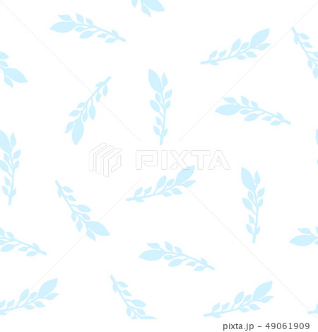 Seamless vector pattern with leaves. Gentle faded blue twigs. 49061909