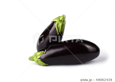 Two eggplants or aubergines isolated on white 49062439