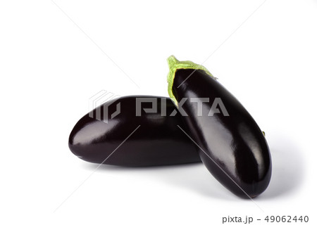 Two eggplants or aubergines isolated on white Two eggplants or aubergines isolated on white 49062440