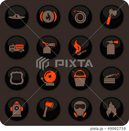 Fire brigade icons set 49062739