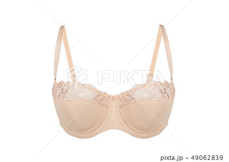 Beautiful beige bra isolated on white background 49062839