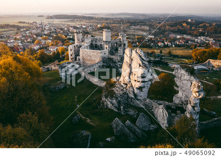 medieval castle ruins located in Ogrodzieniec, Poland 49065092