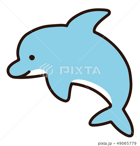 Simple And Cute Light Blue Dolphin Illustration Stock Illustration
