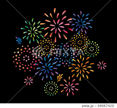 花火水彩カラフル集合のイラスト素材