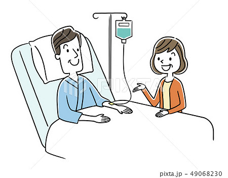 入院している男性と妻 49068230