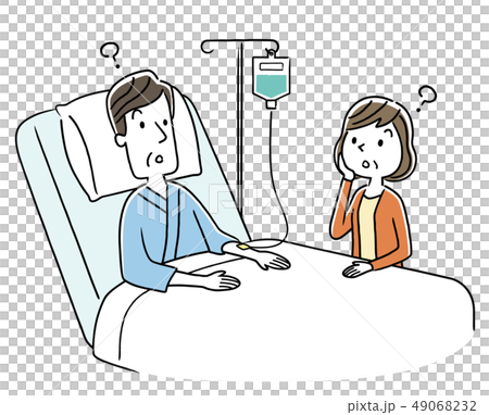 入院中に疑問を持つ夫婦のイラスト素材