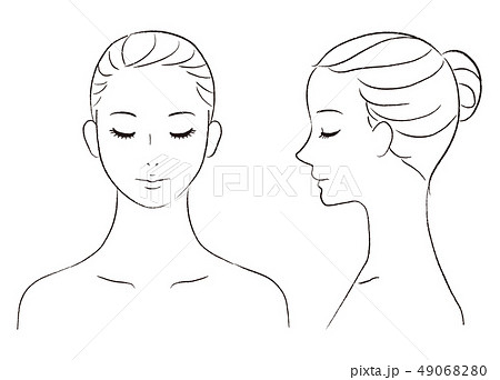 女性 正面 横顔セットのイラスト素材
