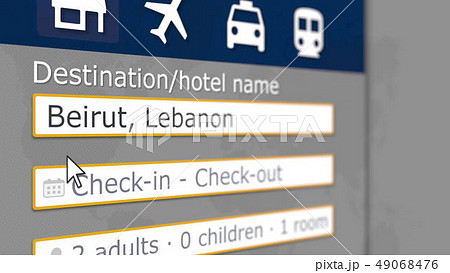 Hotel search in Beirut on some booking site. Travel to Lebanon related 3D rendering Hotel search in Beirut on some booking site. Travel to Lebanon related 3D rendering 49068476
