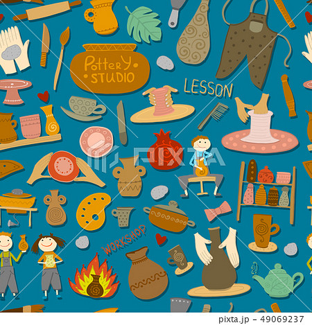 Pottery studio, seamless pattern for your design 49069237
