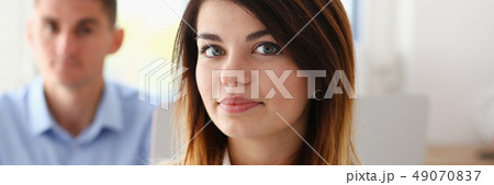 Beautiful smiling businesswoman portrait at workplace Beautiful smiling businesswoman portrait at workplace 49070837