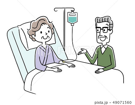 入院している妻と面会に来た夫 49071560