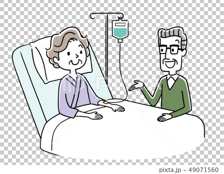 入院している妻と面会に来た夫 49071560