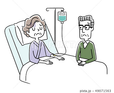 闘病している妻と心配する夫 49071563