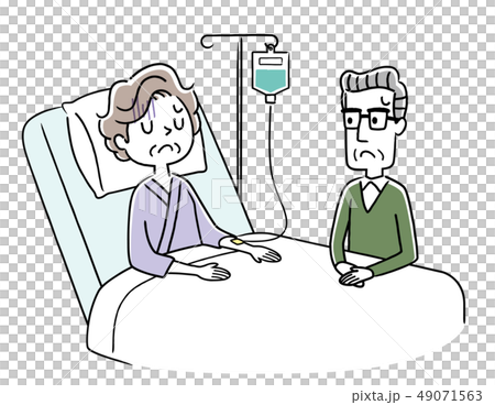 闘病している妻と心配する夫 49071563