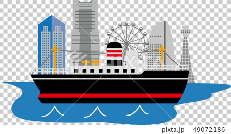 横浜 氷川丸 船のイラスト素材