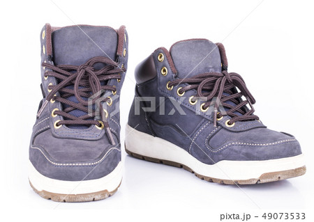 Luxury leather men shoes with shoelaces isolated Luxury leather men shoes with shoelaces isolated 49073533